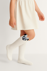 Kız Çocuk Minnie Mouse Figürlü Diz Altı Çorap | Pamuklu Sevimli Uzun Çocuk Çorabı KREM - 11 YAŞ