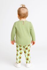 Avokado Desenli Bebek Takımı 2’li | Tropikal Baskılı Uzun Kollu Tişört + Yumuşak Tayt | 6-18 Ay