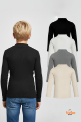 Erkek Çocuk 4’lü Basic Yarım Boğazlı Ribana Body Set Esnek Pamuklu Uzun Kollu Fitilli Body İçlik