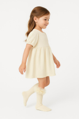 Kız Çocuk Diz Altı Tül Fırfır Detaylı Uzun Çorap | Parti, Doğum Günü, Özel Gün Çorabı