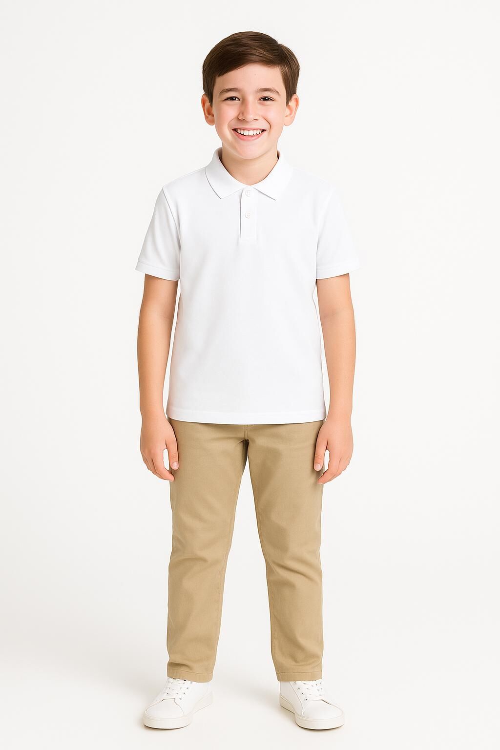 Premium Kalite Erkek Çocuk Polo Tişört %100 Pamuk, Yazlık, Okul ve Günlük Kullanım Polo Yaka Tişört 14 YAŞ - BEYAZ