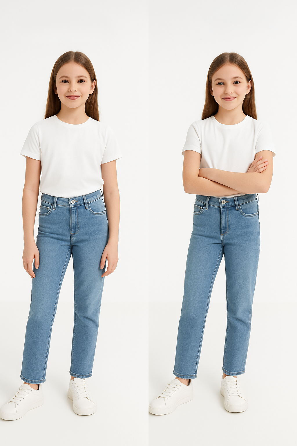 Kız Çocuk Slim Fit Kot Pantolon | Ayarlanabilir Bel | Rahat ve Esnek Günlük Jean Modeli Spor Şık Kot Mavi