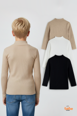 Erkek Çocuk 3’lü Set Esnek Kaşkorse Fitilli Boğazlı Uzun Kollu Body Pamuklu İçlik & Günlük Basic Üst