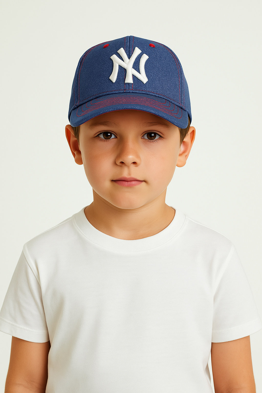 Erkek Çocuk NY Nakışlı Spor Şapka | Ayarlanabilir Yazlık Güneşlik Pamuklu Şapka Modeli 6-12 Yaş Kot Mavi - 6-12  Yaş
