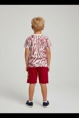 Erkek Çocuk Dinozor Baskılı Alt Üst Takım – Kırmızı Şortlu Yazlık Takım KIRMIZI 11-12 Yaş