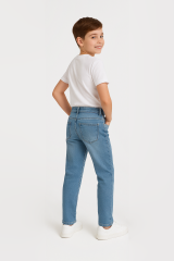 Erkek Çocuk Slim Fit Jean Pantolon  Ayarlanabilir Bel Okula Uygun Günlük Kot Spor Şık Esnek Kumaş Mavi 14 YAŞ