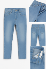 Erkek Çocuk Slim Fit Jean Pantolon  Ayarlanabilir Bel Okula Uygun Günlük Kot Spor Şık Esnek Kumaş Mavi 16 YAŞ