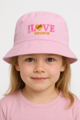Kız Çocuk Pembe Bucket Şapka Yazlık Pamuklu Güneş Koruyucu Şapka | Nakışlı Şık Günlük Şapka 5-8 yaş