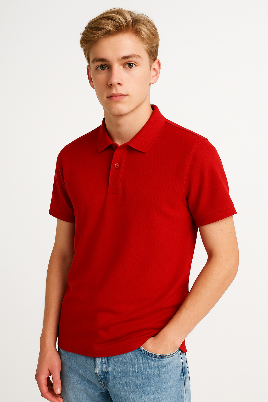 Polo Yaka Tişört %100 Pamuk, Premium Kalite, Düz Renk, Klasik ve Şık Yazlık, Günlük Düz Renk 3XL - KIRMIZI
