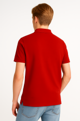 Polo Yaka Tişört %100 Pamuk, Premium Kalite, Düz Renk, Klasik ve Şık Yazlık, Günlük Düz Renk 3XL - KIRMIZI