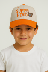 Super Hero Yazılı Erkek Bebek Şapkası | Ayarlanabilir Pamuklu Yazlık Şapka 1-3 Yaş