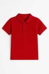 Kız Çocuk Premium Polo Yaka Kısa Kollu Tişört  %100 Pamuk Okula ve Günlük Kullanıma Uygun  5-9 Yaş 9 YAŞ - KIRMIZI
