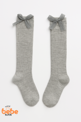 Kız Çocuk Diz Altı Ribana Çorap Fiyonklu Dantel Kurdela Detaylı Pamuklu Yumuşak Yapı 3-12 Yaş Arası