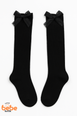 Kız Çocuk Diz Altı Ribana Çorap Fiyonklu Dantel Kurdela Detaylı Pamuklu Yumuşak Yapı 3-12 Yaş Arası