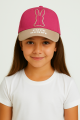 Kız Çocuk Cute Bunny Nakışlı Şapka | Tavşan Desenli Yazlık Pamuklu Ayarlanabilir Kep Modeli 3-7 Yaş PEMBE - 3-7 Yaş