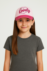 Kız Çocuk Kalpli Pullu Yazlık Şapka | Lovely Nakışlı Ayarlanabilir Pamuklu Kep Modeli 3-7 Yaş PEMBE - 3-7 Yaş