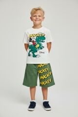 Erkek Çocuk Özel Karakter Baskılı Yazlık Şortlu Takım YEŞİL 11-12 Yaş