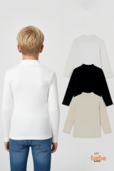 Erkek Çocuk 3’lü Set Esnek Kaşkorse Fitilli Boğazlı Uzun Kollu Body Pamuklu İçlik & Günlük Basic Üst