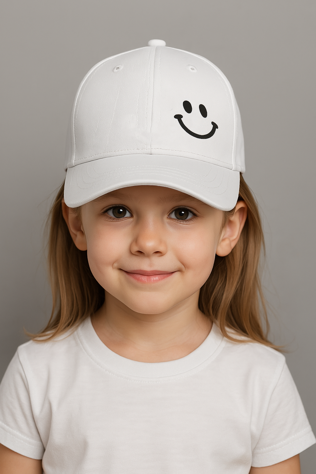Gülümseyen Yüzlü Kız Çocuk Şapkası | Yazlık Pamuklu Ayarlanabilir Spor ve Günlük Kep 6-12 Yaş