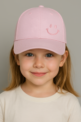 Gülümseyen Yüzlü Kız Çocuk Şapkası | Yazlık Pamuklu Ayarlanabilir Spor ve Günlük Kep 6-12 Yaş