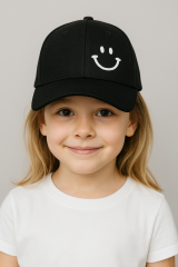 Gülümseyen Yüzlü Kız Çocuk Şapkası | Yazlık Pamuklu Ayarlanabilir Spor ve Günlük Kep 6-12 Yaş