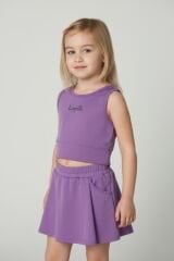 Kız Çocuk Modern Tasarım Şortlu Etekli İkili Mayo Takımı LİLA 11-12 Yaş