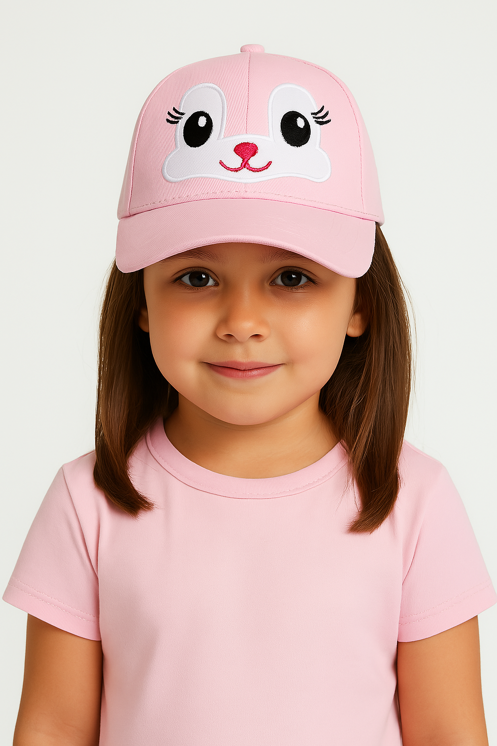 Kız Çocuk Nakışlı Sevimli Hayvan Figürlü Yazlık Şapka | Pamuklu, Ayarlanabilir, Kep Modeli 6-12 Yaş AÇIK PEMBE - 6-12  Yaş