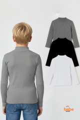 Erkek Çocuk 3’lü Set Esnek Kaşkorse Fitilli Boğazlı Uzun Kollu Body Pamuklu İçlik & Günlük Basic Üst