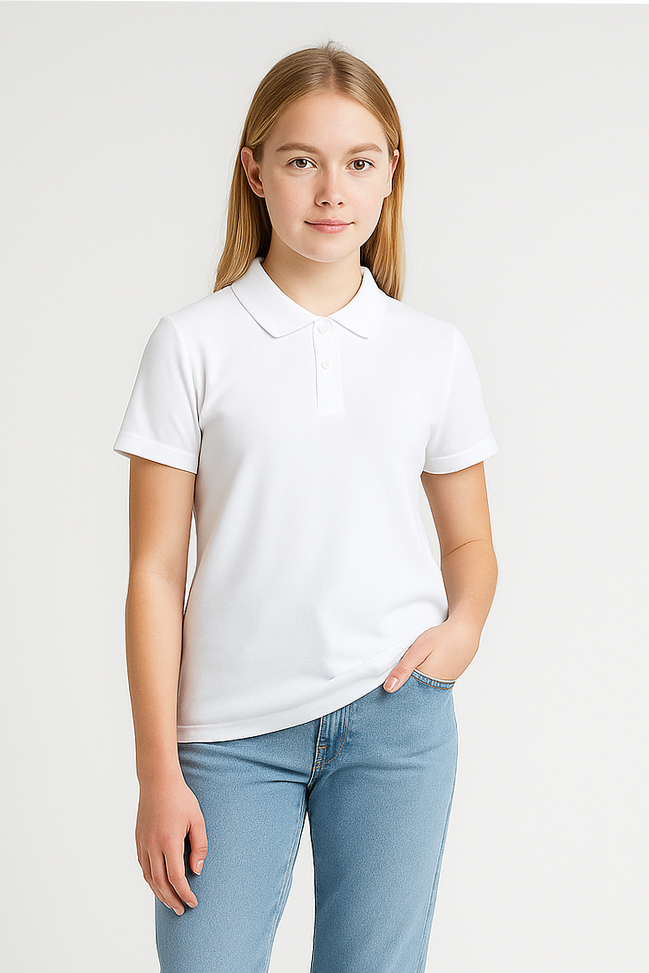 Kadın Polo Yaka Tişört Şık, Basic, Pamuklu Kısa Kollu Yazlık T-Shirt Nefes Alan Kumaş, Günlük & Şık S - BEYAZ