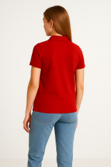 Kadın Polo Yaka Tişört Şık, Basic, Pamuklu Kısa Kollu Yazlık T-Shirt Nefes Alan Kumaş, Günlük & Şık KIRMIZI - M