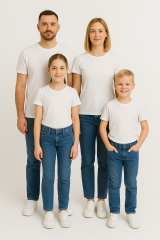 Aile Kombini Tişört Unisex Pamuklu Siyah Beyaz Basic Yazlık Model Beyaz (TEK ADET – Kombin İçin Ekleyin) 3XL