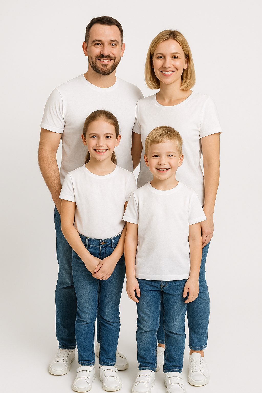 Aile Kombini Tişört Unisex Pamuklu Siyah Beyaz Basic Yazlık Model Beyaz (TEK ADET – Kombin İçin Ekleyin) 3XL