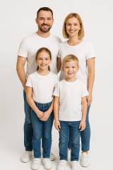 Aile Kombini Tişört Unisex Pamuklu Siyah Beyaz Basic Yazlık Model Beyaz (TEK ADET – Kombin İçin Ekleyin) 3XL