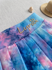 Kız Çocuk Batik Desenli Pileli Etekli İkili Mayo Takımı 11-12 Yaş