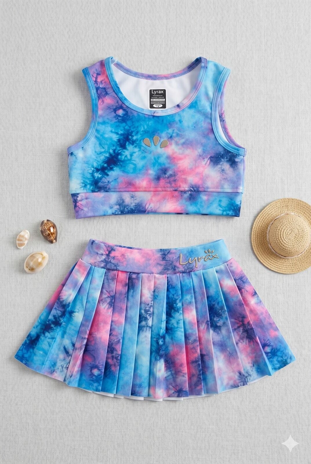 Kız Çocuk Batik Desenli Pileli Etekli İkili Mayo Takımı 11-12 Yaş