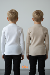 Erkek Çocuk 2’li Set Esnek Kaşkorse Fitilli Boğazlı Uzun Kollu Body Pamuklu İçlik & Günlük Basic Üst