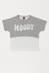 Kız Çocuk Yazlık Takım 2’li | MOODY Baskılı Crop, Atlet + Yırtmaçlı Bol Paça Pantolon | 8-13 Yaş GRİ - 12-13 Yaş