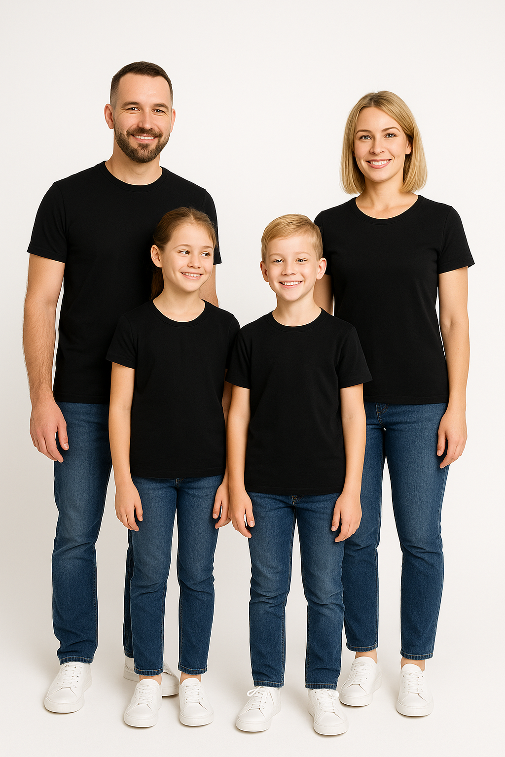 Aile Kombini Tişört Unisex Pamuklu Siyah Beyaz Basic Yazlık Model Siyah (TEK ADET – Kombin İçin Ekleyin) 3XL
