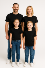 Aile Kombini Tişört Unisex Pamuklu Siyah Beyaz Basic Yazlık Model Siyah (TEK ADET – Kombin İçin Ekleyin) 3XL