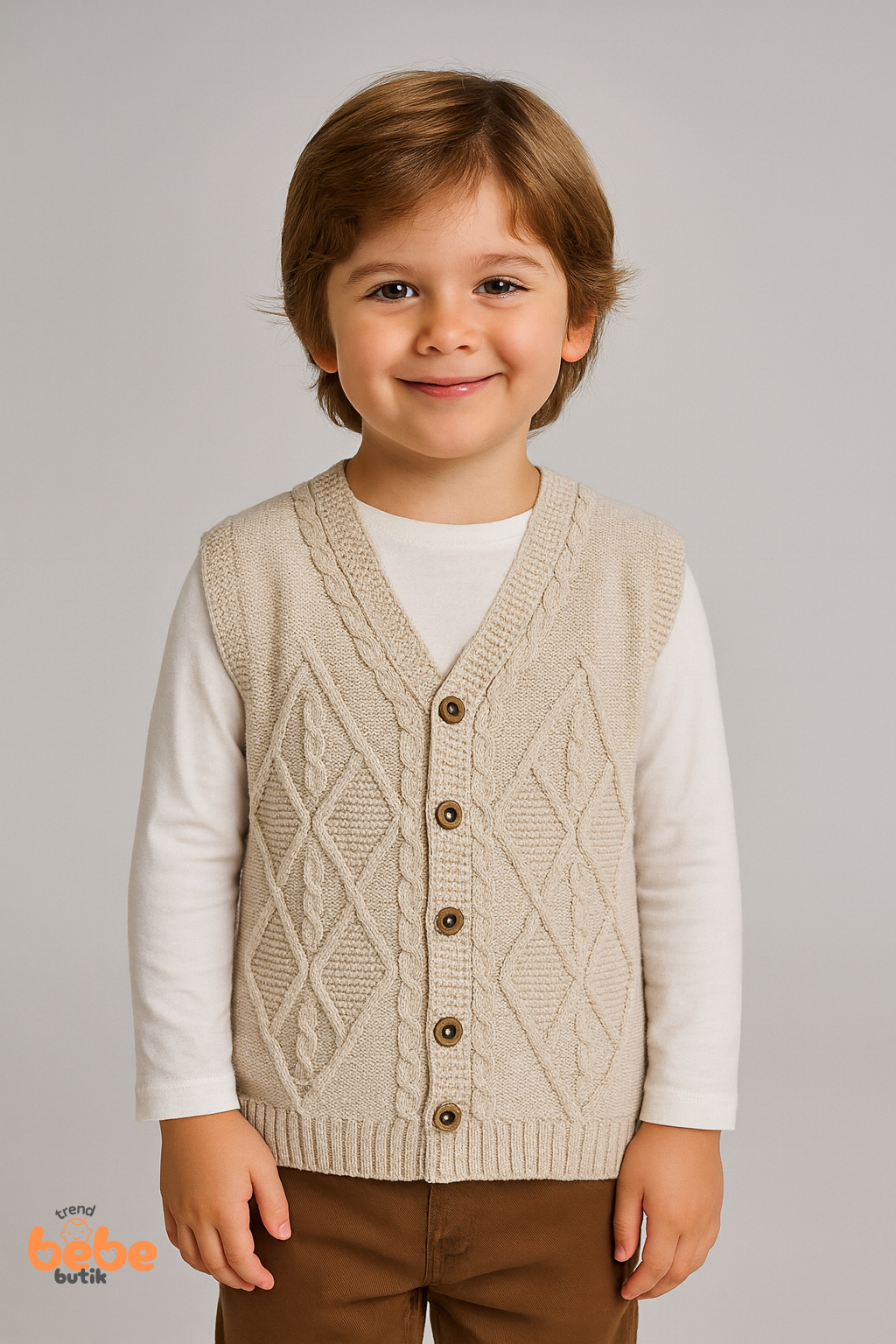 Erkek Çocuk Örgü Yelek, Düğmeli Kışlık Hırka Modelleri Okul, Günlük Kullanımı İçin Triko Süveter 5 YAŞ