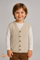 Erkek Çocuk Örgü Yelek, Düğmeli Kışlık Hırka Modelleri Okul, Günlük Kullanımı İçin Triko Süveter 5 YAŞ