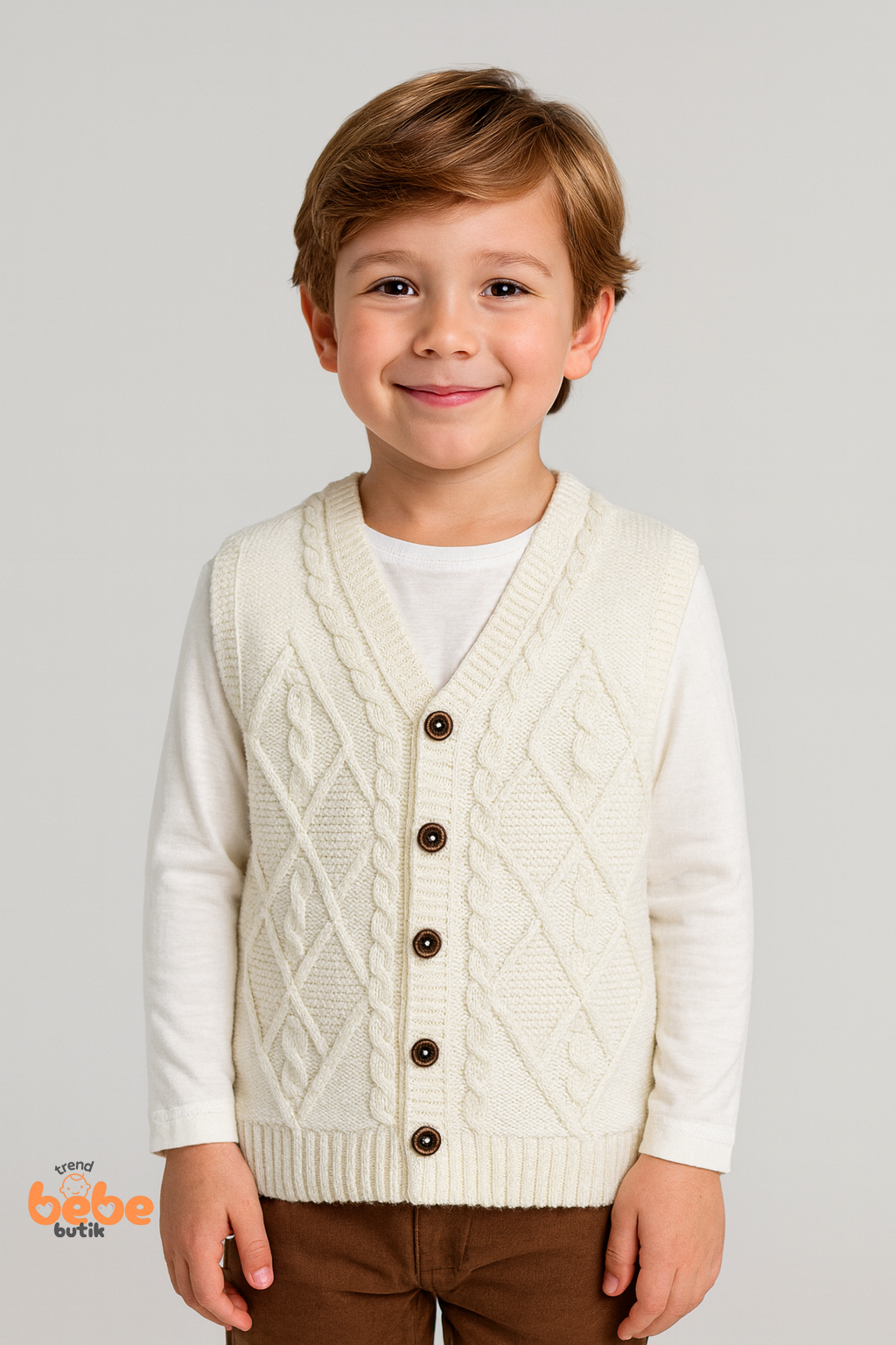 Erkek Çocuk Örgü Yelek, Düğmeli Kışlık Hırka Modelleri Okul, Günlük Kullanımı İçin Triko Süveter 6 YAŞ