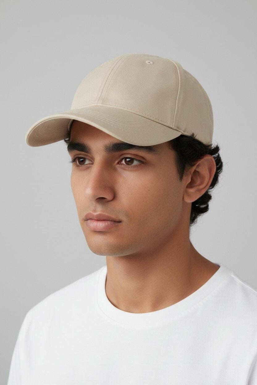 Premium Pamuklu Erkek Beyzbol Şapkası - Ayarlanabilir Basic Spor Cap KREM