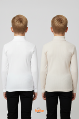 Erkek Çocuk 2’li Set Esnek Kaşkorse Fitilli Boğazlı Uzun Kollu Body Pamuklu İçlik & Günlük Basic Üst