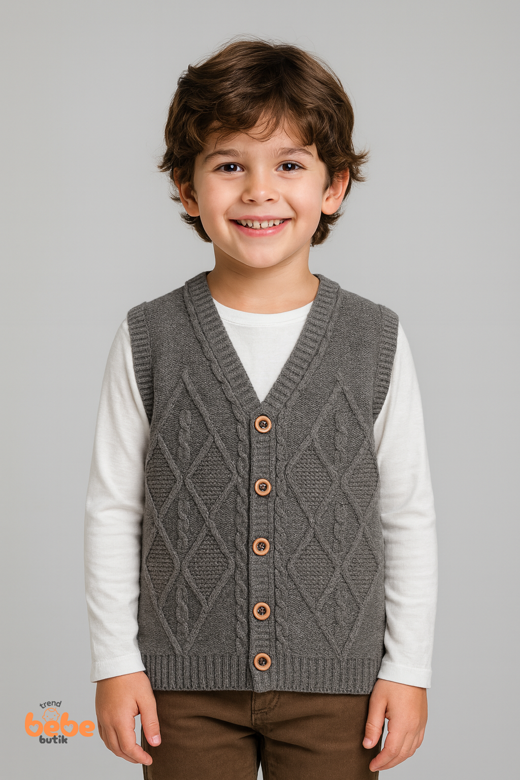 Erkek Çocuk Örgü Yelek, Düğmeli Kışlık Hırka Modelleri Okul, Günlük Kullanımı İçin Triko Süveter 7 YAŞ