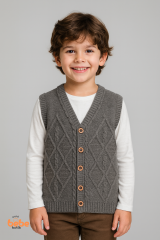 Erkek Çocuk Örgü Yelek, Düğmeli Kışlık Hırka Modelleri Okul, Günlük Kullanımı İçin Triko Süveter 7 YAŞ