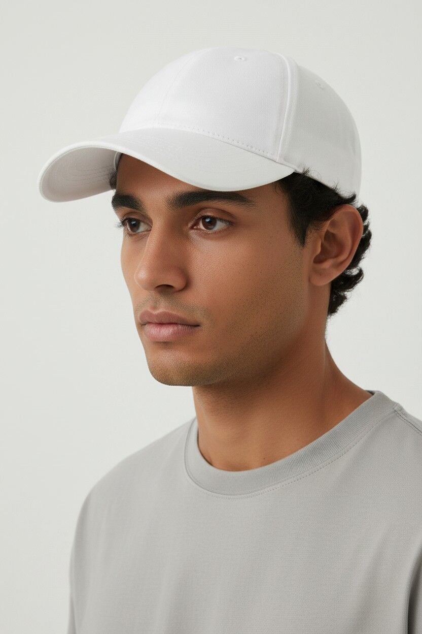 Premium Pamuklu Erkek Beyzbol Şapkası - Ayarlanabilir Basic Spor Cap BEYAZ