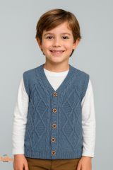 Erkek Çocuk Örgü Yelek, Düğmeli Kışlık Hırka Modelleri Okul, Günlük Kullanımı İçin Triko Süveter 5 YAŞ