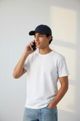 Erkek 2'li Ekonomik Paket Beyzbol Şapkası Seti - Ayarlanabilir Spor Şapka Kombini BEYAZ-LACİVERT