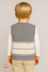 Erkek Çocuk Araba Desenli Triko Yelek | Baharlık & Kışlık Örgü Düğmeli Hırka Süveter 5-8 Yaş Yelek